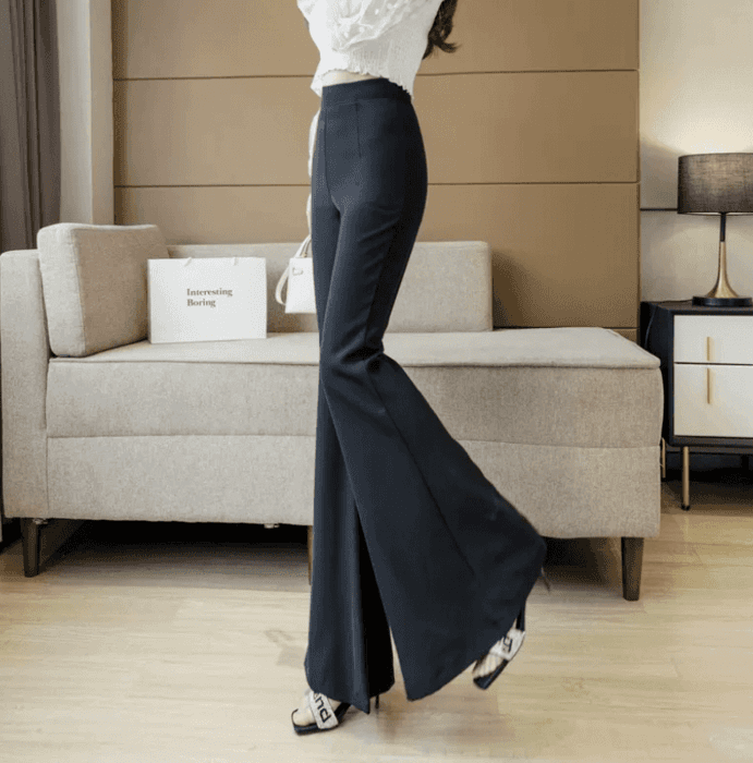 骨格ウェーブ服ハイウエストフレアパンツ