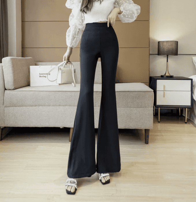 骨格ウェーブ服ハイウエストフレアパンツ