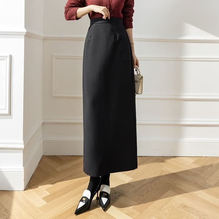 骨格ウェーブ服ハイウエストロングタイトスカート