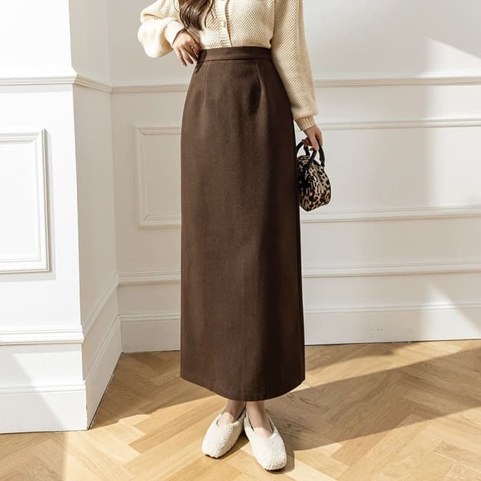 骨格ウェーブ服ハイウエストロングタイトスカート