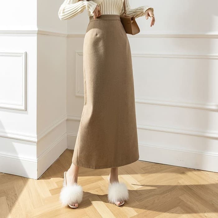 骨格ウェーブ服ハイウエストロングタイトスカート