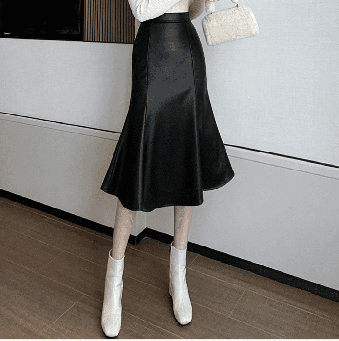 骨格ウェーブ服フェイクレザーマーメイドスカートセットアップ