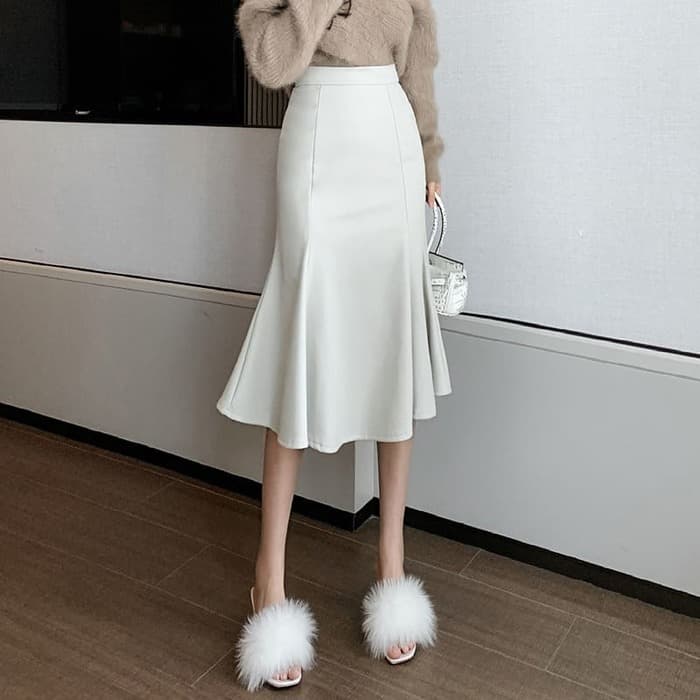 骨格ウェーブ服フェイクレザーマーメイドスカートセットアップ