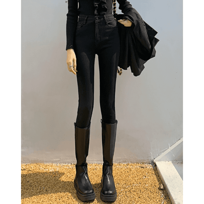 骨格ウェーブ服ハイウエストスキニーパンツ