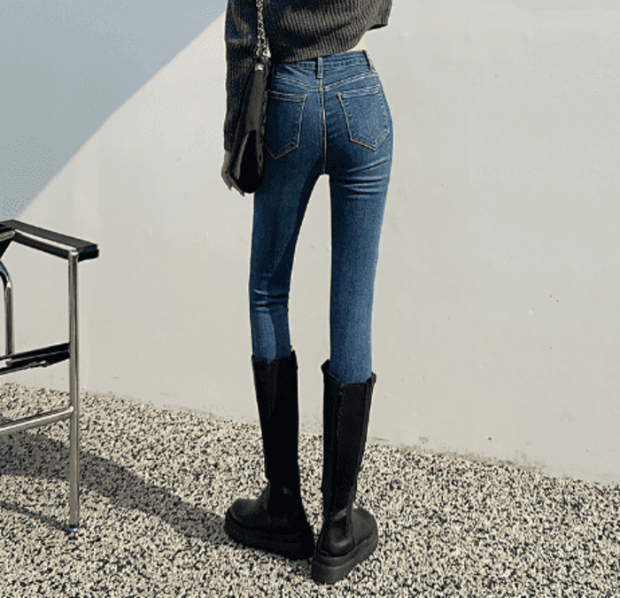骨格ウェーブ服ハイウエストスキニーパンツ