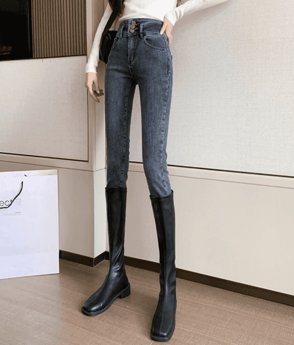 骨格ウェーブ服ハイウエストスキニーパンツ