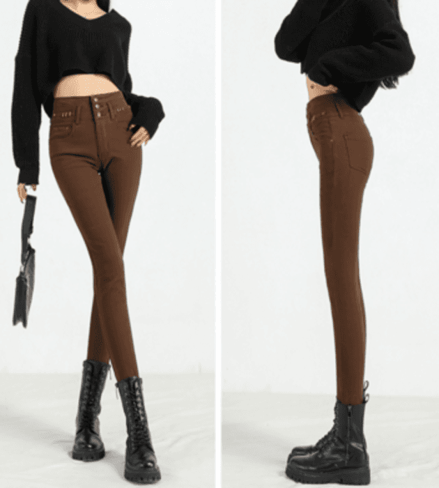 骨格ウェーブ服ハイウエストスキニーパンツ