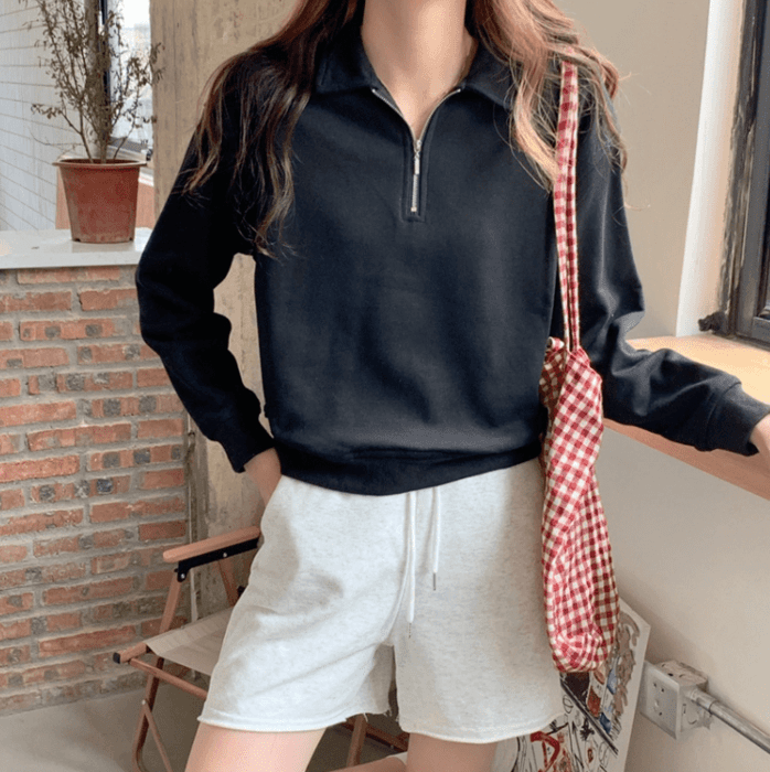 骨格ウェーブ服ジップパーカートップス