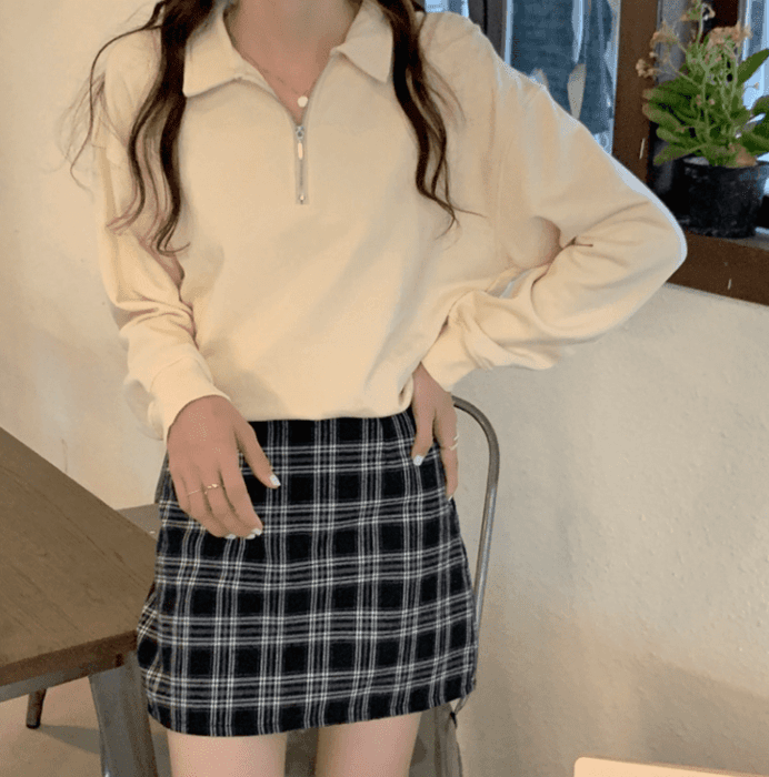 骨格ウェーブ服ジップパーカートップス