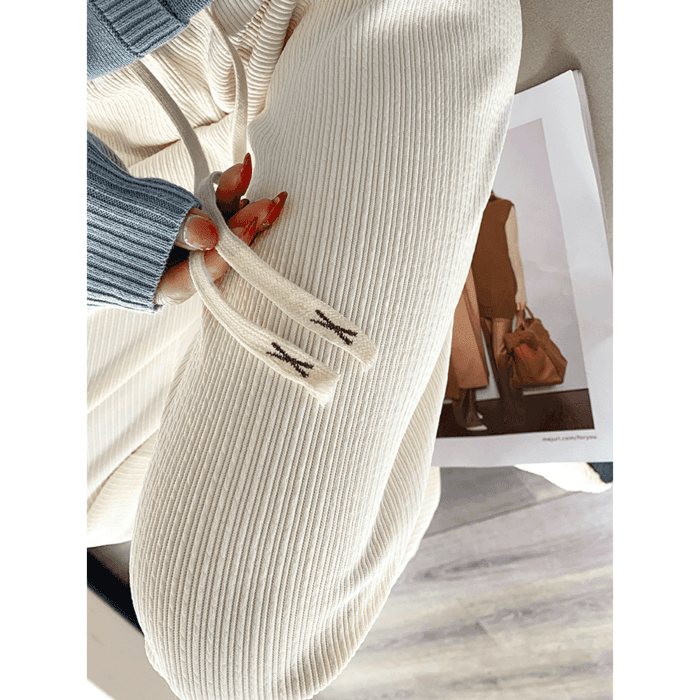 骨格ウェーブ服ストレートプリーツパンツ
