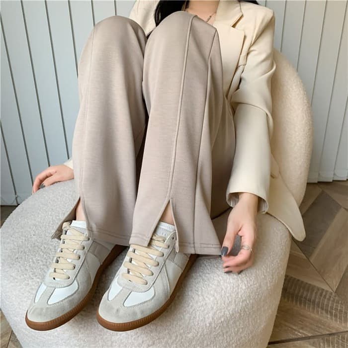 骨格ウェーブ服ストレートサイドカットパンツ