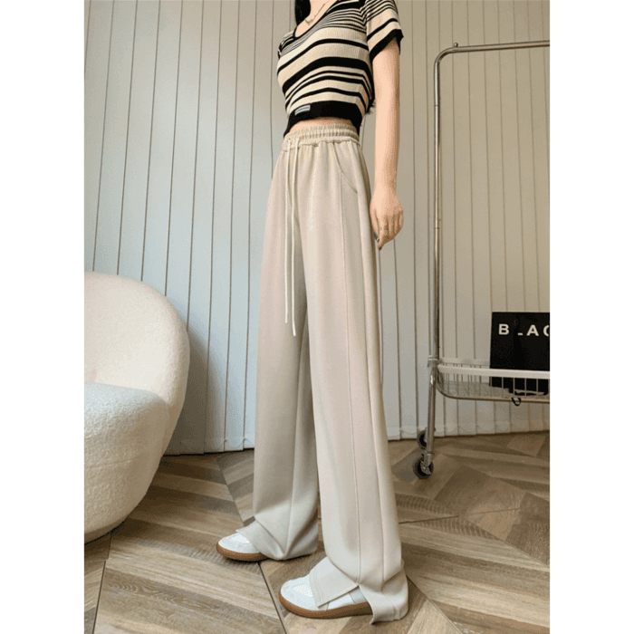 骨格ウェーブ服ストレートサイドカットパンツ