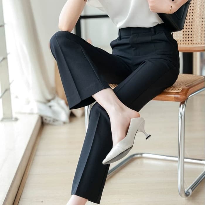 骨格ウェーブ服ハイウエストストレートパンツ