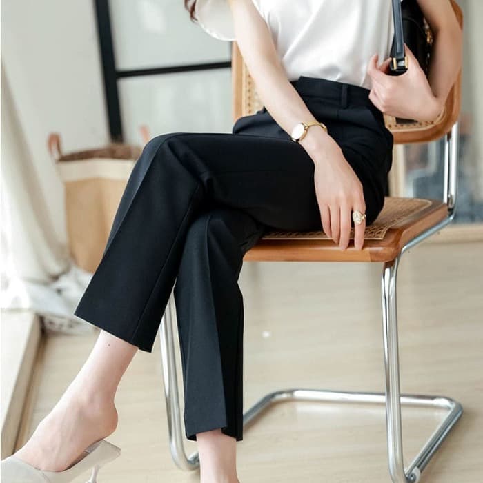 骨格ウェーブ服ハイウエストストレートパンツ