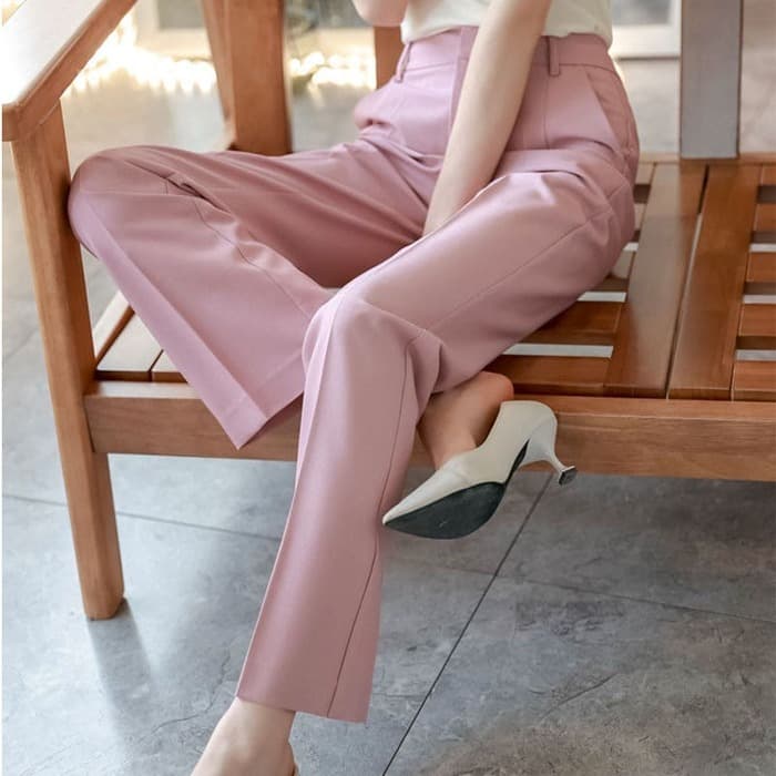 骨格ウェーブ服ハイウエストストレートパンツ