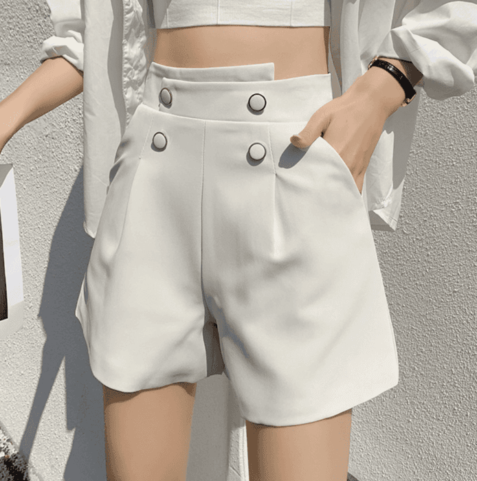 骨格ウェーブ服ハイウエストマリンショートパンツ