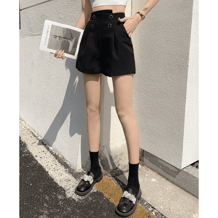 骨格ウェーブ服ハイウエストマリンショートパンツ
