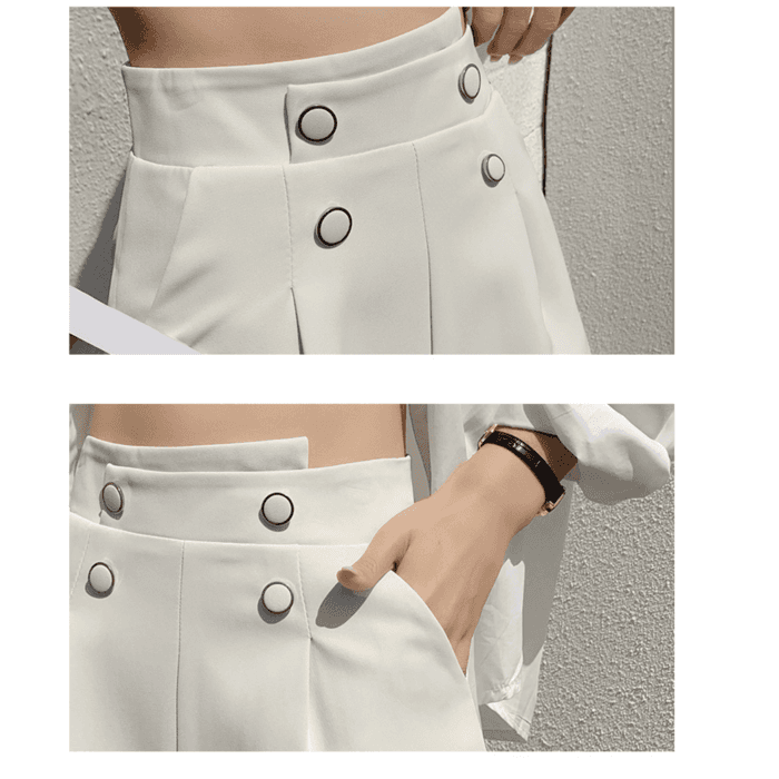 骨格ウェーブ服ハイウエストマリンショートパンツ