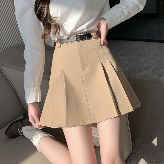 骨格ウェーブ服プリーツショートスカート(ベルト付き)