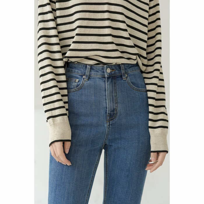 骨格ウェーブ服 スリットハイウエストデニム