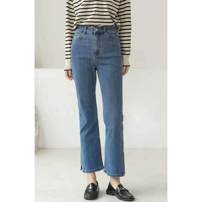 骨格ウェーブ服 スリットハイウエストデニム