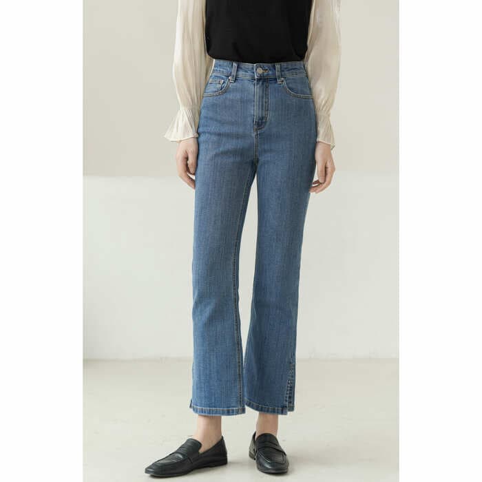 骨格ウェーブ服 スリットハイウエストデニム