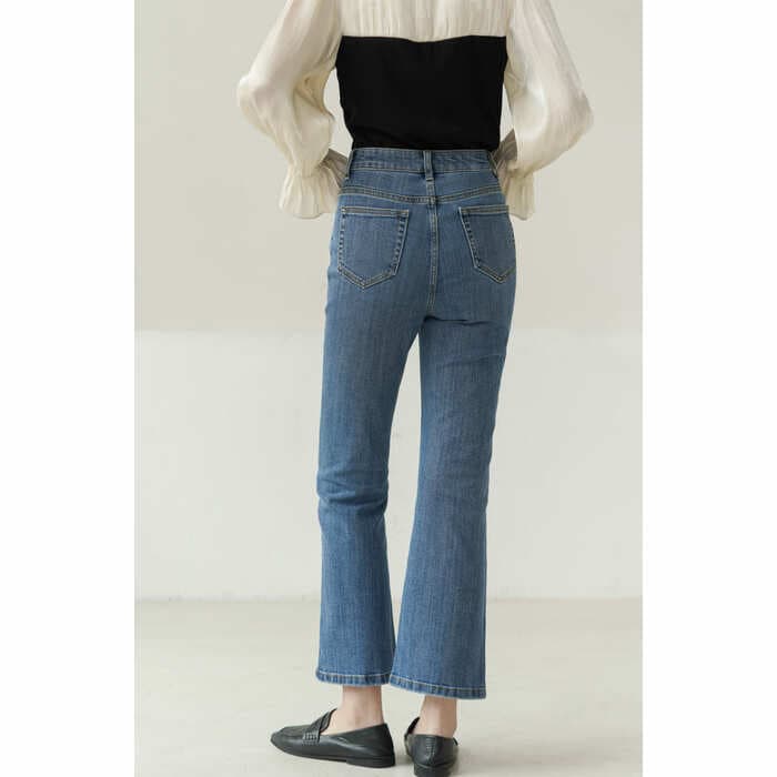 骨格ウェーブ服 スリットハイウエストデニム