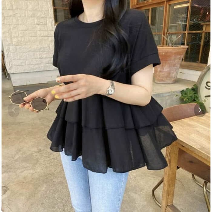 骨格ウェーブ服フリルTシャツトップス