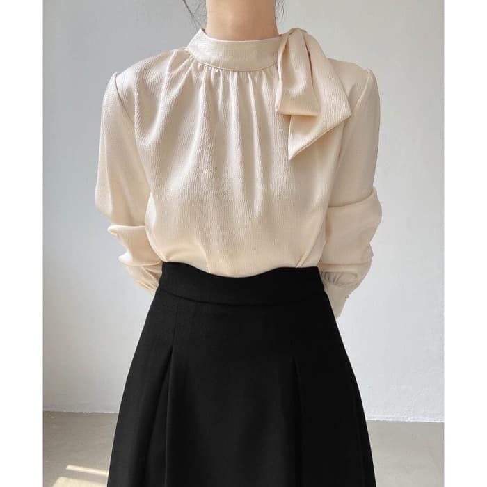 骨格ウェーブ服ハイネックブラウストップス