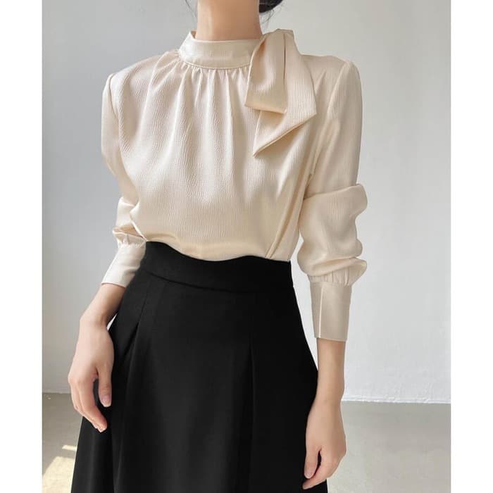 骨格ウェーブ服ハイネックブラウストップス