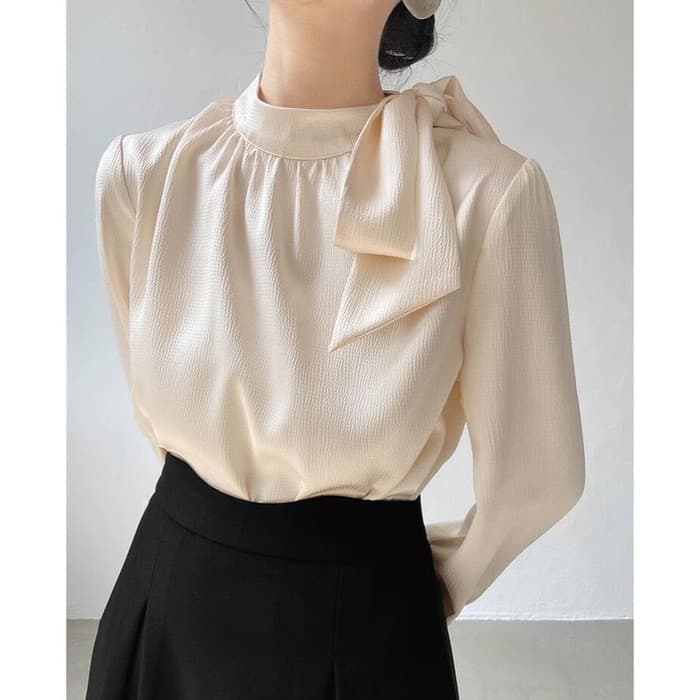 骨格ウェーブ服ハイネックブラウストップス