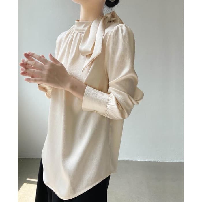 骨格ウェーブ服ハイネックブラウストップス