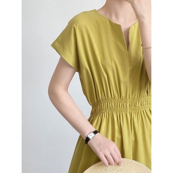 骨格ウェーブVネックロングシャツワンピース