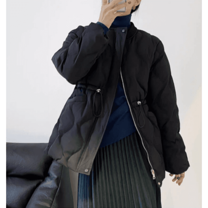骨格ウェーブ服ウエストマーク付きキルティングアウター