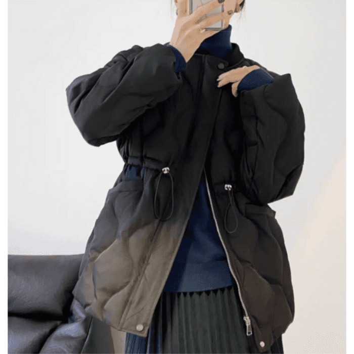 骨格ウェーブ服ウエストマーク付きキルティングアウター