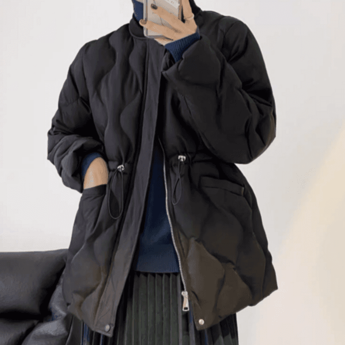 骨格ウェーブ服ウエストマーク付きキルティングアウター