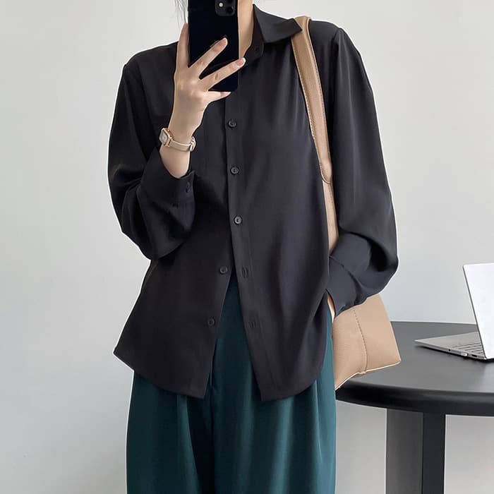 骨格ウェーブシャツブラウストップス
