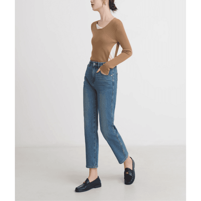 骨格ウェーブハイウエストスリムパンツ