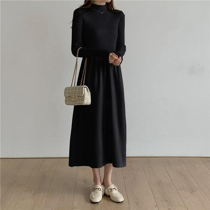 骨格ウェーブ服ニットフレアワンピース