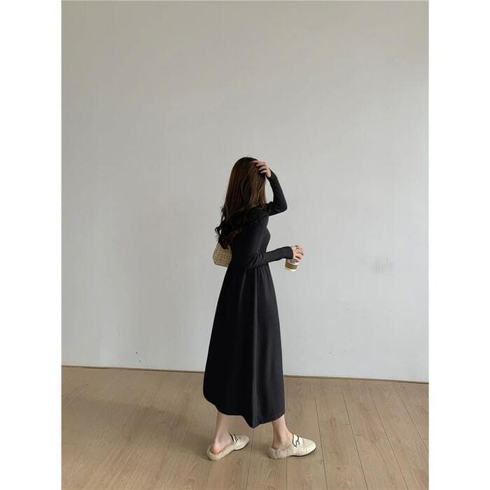 骨格ウェーブ服ニットフレアワンピース