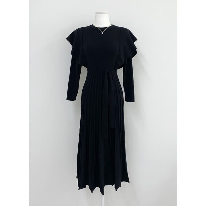 骨格ウェーブ服フリルロングワンピース