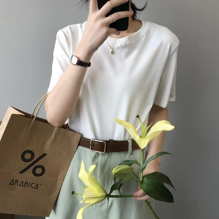 骨格ウェーブラウンドネックTシャツ