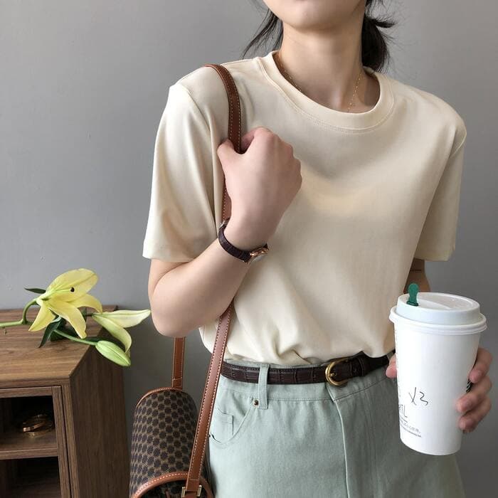 骨格ウェーブラウンドネックTシャツ