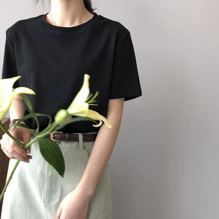 骨格ウェーブラウンドネックTシャツ
