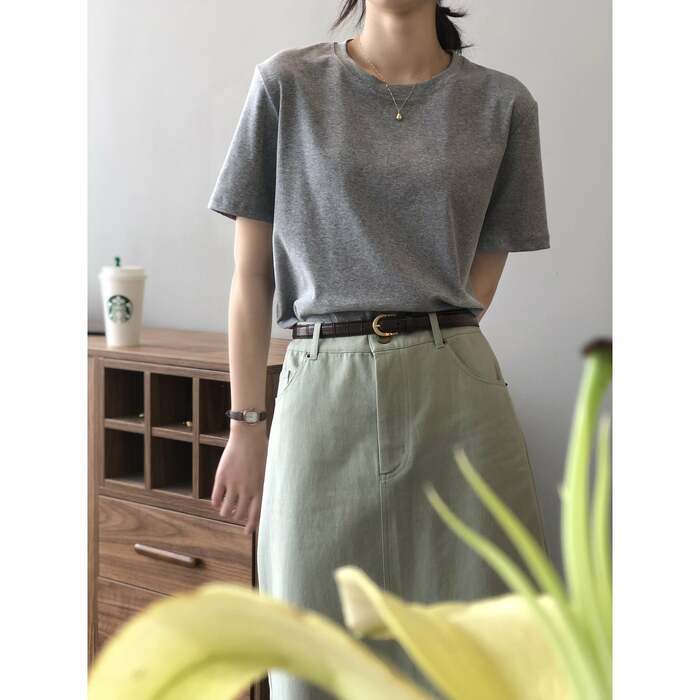 骨格ウェーブラウンドネックTシャツ