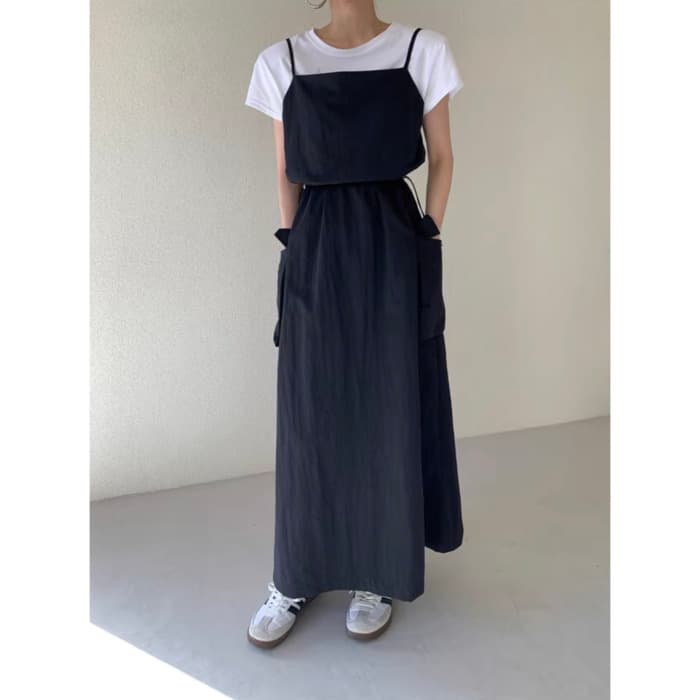 骨格ウェーブキャミソールワンピース