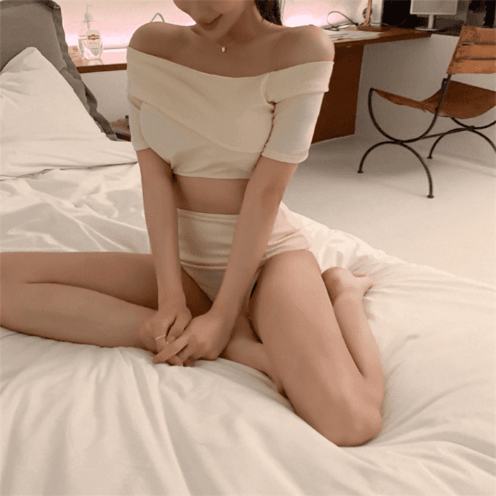 骨格ウェーブ服2wayオフショルダー水着