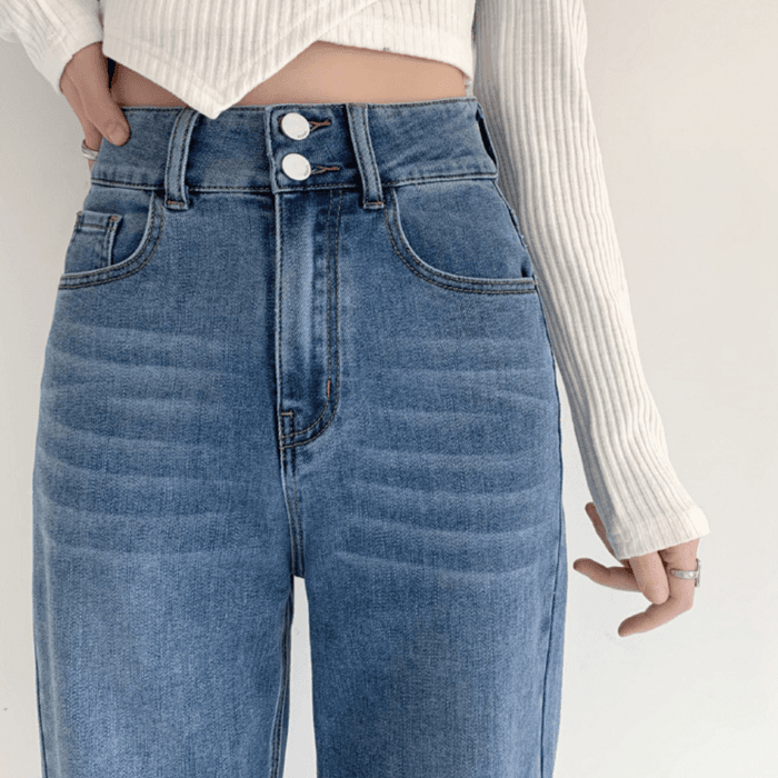 骨格ウェーブ服ダブルボタンストレートパンツ