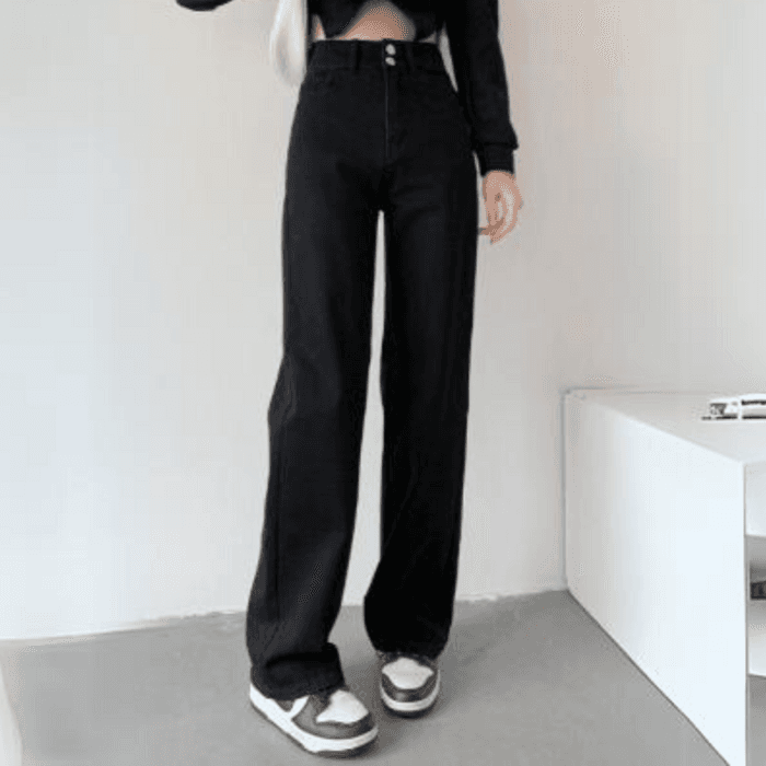 骨格ウェーブ服ダブルボタンストレートパンツ