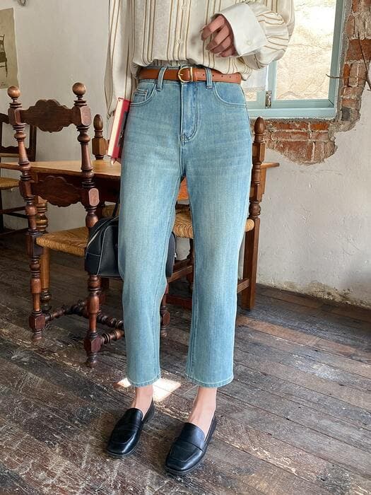 骨格ウェーブクロップドデニムパンツ